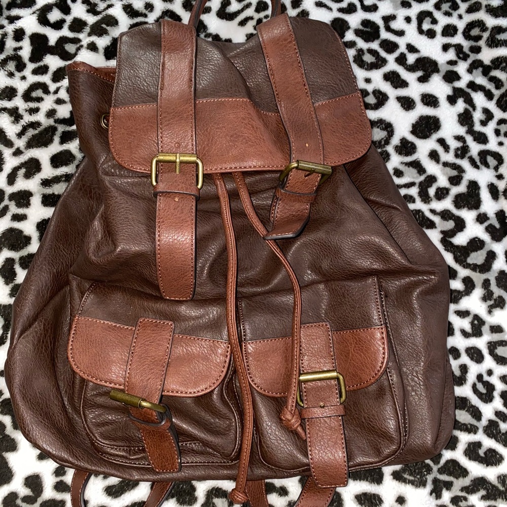 ‘Aldo’ brown leather messenger backpack